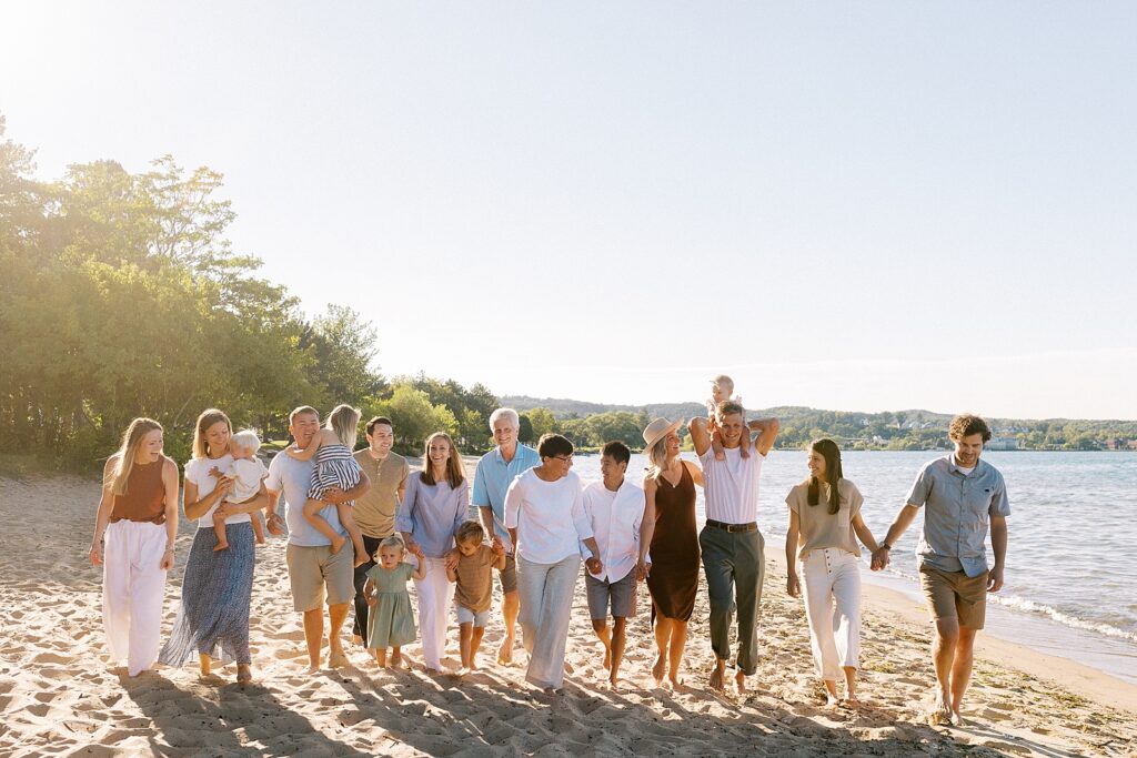 Extended family reunion session in Traverse City, Michigan.