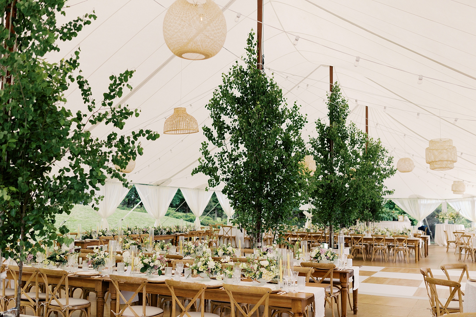 Tent wedding reception decor by Elsilu Event Planning in Petoskey Michigan